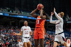 Syracuse's struggled from the field and was torched by Louisville's Dana Evans (24 points) on the other end.