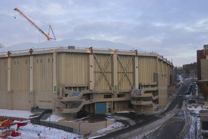 The Carrier Dome's old roof has been deflated and taken down, and wires associated with it have also been removed.
