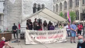 At a rally on June 27, the movement issued a two-day deadline for the city to remove the statue of Columbus, who enslaved and killed Indigenous peoples.