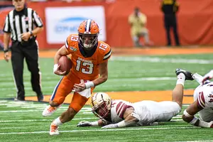 Quarterback Tommy DeVito and the entire Syracuse offense struggled during the 2019 season, producing overall efficiency numbers that ranked among the ACC's worst.
