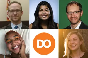 The newest Daily Orange board members, clockwise from left: Stephen Dockery, Seema Mehta, Dave Curtis, Meredith Goldstein, Stacy Fernández.
