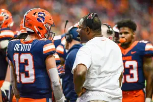 Despite a poor performance from Tommy DeVito against Pitt, Dino Babers said the redshirt junior will remain the starting quarterback. 