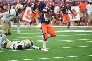 Sean Tucker finished with 112 net rushing yards and two touchdowns, with the freshman emerging as SU's go-to back.