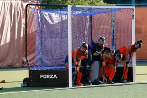 Syd Taylor, pictured in goal last season, made a career-high seven saves in Syracuse's win against Wake Forest on Monday.