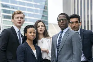 Harry Lawtey, Myha’la Herrold, Marisa Abela, David Jonsson, Nabhaan Rizwan (left to right) star in the HBO show “Industry.”