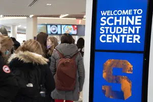 Students gather for the opening of the Schine Student Center last Monday.
