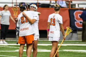 Syracuse (pictured in 2019 vs Loyola) moved up to No. 2 in this week's Inside Lacrosse rankings.