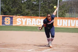 Syracuse won its doubleheader against Pitt, 8-0 and 7-1.