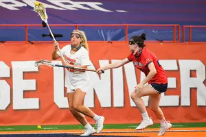 Megan Carney (pictured against Stony Brook) notched six points in Syracuse's 15-10 win over Georgetown.