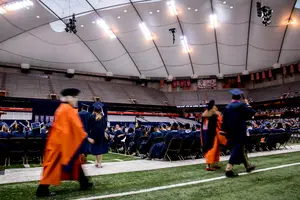 SU’s Carrier Dome, where commencement is typically held, has a capacity of just over 49,000 and would be able to accommodate 4,900 people under the requirements. 