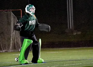 Brooke Borzymowski split time in goal with Louise Pert against Sacred Heart and Vermont. 