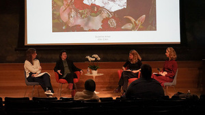 For the inaugural symposium of the Renée Crown University Honors Program, Angela Breitenchbach and Suzanne Anker participated in a discussion about beauty and science in Slocum hall on Tuesday. SU faculty members Heidi Hehnly and Karin Nisenbaum presented this event to audience members. 

