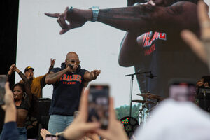 Flo Rida invited SU students onstage for several songs in his set, swapping sunglasses and hats with a student. Midway through his performance, he asked the audience if it was anyone’s birthday, and serenaded a birthday girl in front of the crowd. 
