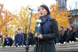 Ariana Yuen, a 2011-12 Remembrance Scholar, speaks at the rose laying ceremony during Remembrance Week on Nov. 11, 2011. Abdelbaset al-Megrahi, the only person convicted in the 1988 Pan Am Flight 103 bombing over Lockerbie, Scotland, died on Sunday.