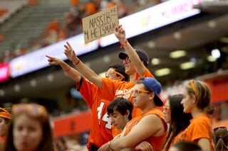 Fans brought a sign to the game making a Heisman Trophy pitch for Ryan Nassib.