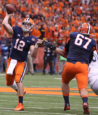 Quarterback Ryan Nassib makes a throw against UConn Friday night. He completed 14-of-20 passes for 251 yards. 