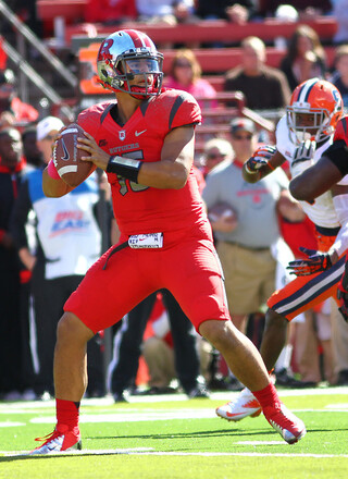 Rutgers quarterback Gary Nova looks to pass.