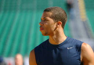 Michael Carter-Williams looks to the bleachers during media day on Nov. 10, 2012 before Sunday's Battle on the Midway game against the San Diego State Aztecs.