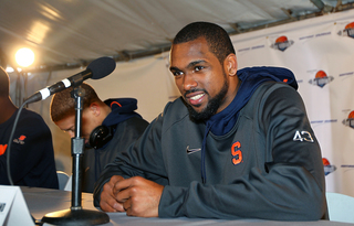 James Southerland speaks during media day on Nov. 10, 2012 before Sunday's Battle on the Midway game against the San Diego State Aztecs aboard the USS Midway.