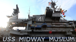 A general view of the the USS Midway Museum from the pier on Nov. 8, 2012, before the Battle on the Midway game between the Syracuse Orange and the San Diego State Aztecs.