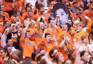 Syracuse University fans during a break in action Thursday night at the Carrier Dome.