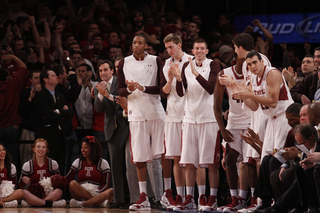 The Temple bench looks on in excitement during the Owls' upset of the No. 3 Orange.