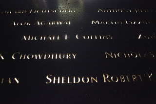 The names of the victims of Sept. 11 are etched on a memorial wall.