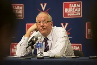 A disgruntled Boeheim addresses the media after his team's double-digit loss. 