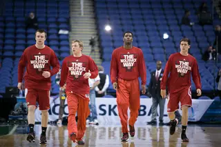 North Carolina State players warm up prior to the Wolfpack's game against the Orange. 