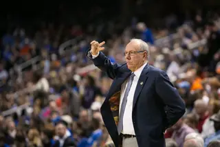 Boeheim signals to his team late in the second half. 