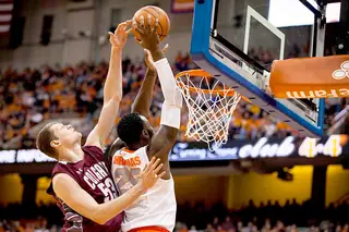 Christmas goes up for a dunk against Jacobs. The SU forward finished with 16 points and 11 rebounds. 