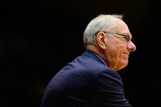 Jim Boeheim scowls on the sidelines as Syracuse falls farther behind in the second half.