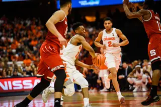 Tyus Battle dishes a pass. He had three assists on the night. 