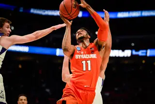 Brissett made a few nifty moves inside late in the game to help Syracuse push ahead and win. 