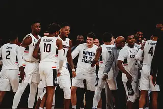 UConn celebrated its third-straight victory under first-year head coach Dan Hurley. 