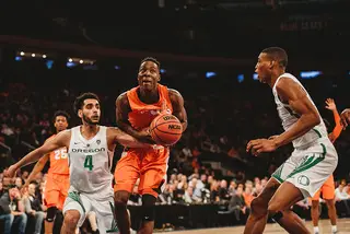 Sophomore forward Bourama Sidibe said SU's defense broke down at times because the Ducks exploited the middle of the 2-3 zone. 