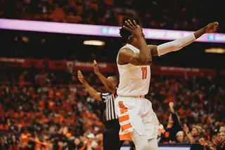 Brissett conducts his bow-and-arrow 3-point celebration as the crowd went wild. 