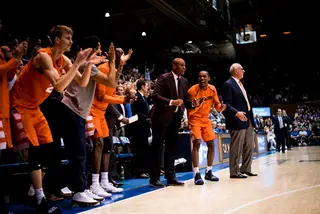 The Syracuse bench erupted after a big play down the stretch, the game seemingly in their hands.