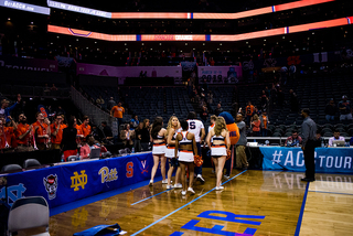 The band and cheerleaders shouted and cheered, setting up a Thursday night rubber match with Duke.