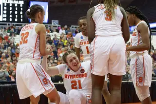 Emily Engstler suffered an injury in the second quarter.