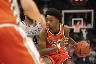 Elijah Hughes was the only Syracuse player to score double-digit points in the first half.