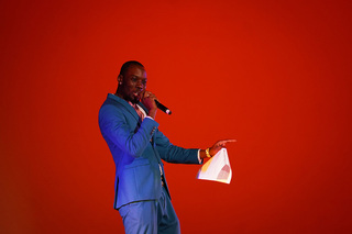Comedian Young Prince emceed the Miss Africa Pageant. He made it a point to engage with his audience, and he even taught members of the audience a popular African dance.