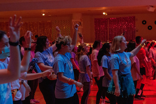 Students learn the moral dance for the first time within hour number one of the twelve hour dance marathon. 