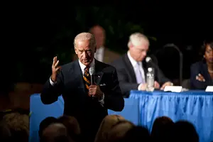 Vice President Joe Biden speaks at an event in Goldstein Auditorium at SU in 2009. He will be speaking at the university on Thursday and no more tickets are available.