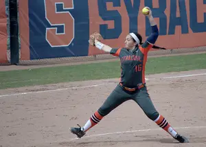 Syracuse pitcher Jocelyn Cater was credited with a loss in SU's first game against UVA on Saturday but picked up a save in the second game of a doubleheader.
