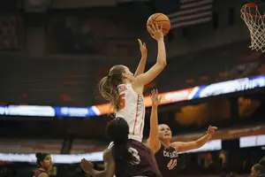 Digna Strautmane, pictured here against Colgate on Dec. 6, scored her career-high 19 points against Drexel in a variety of ways.