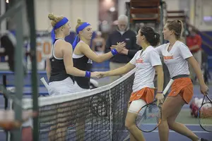 Miranda Ramirez and Gabriella Knutson won their doubles match, 6-3.