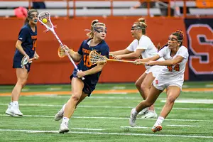 Mary Rahal (right) defending in Syracuse's win over Virginia. 