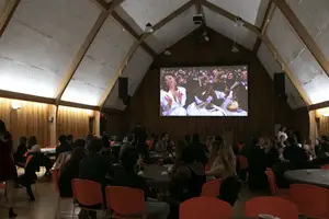 Dressed in formal attire, students gathered in the Skybarn on South Campus to watch the 92nd Academy Awards.