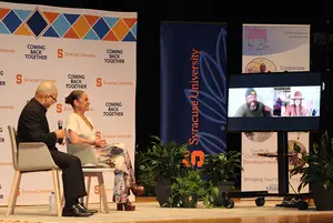 CBT hosted many actors and sports stars to speak with the SU alumnus, including pictured from left to right: Darryl Bell ‘85, Jasmine Guy and Kadeem Hardison and Cree Summer on Zoom.